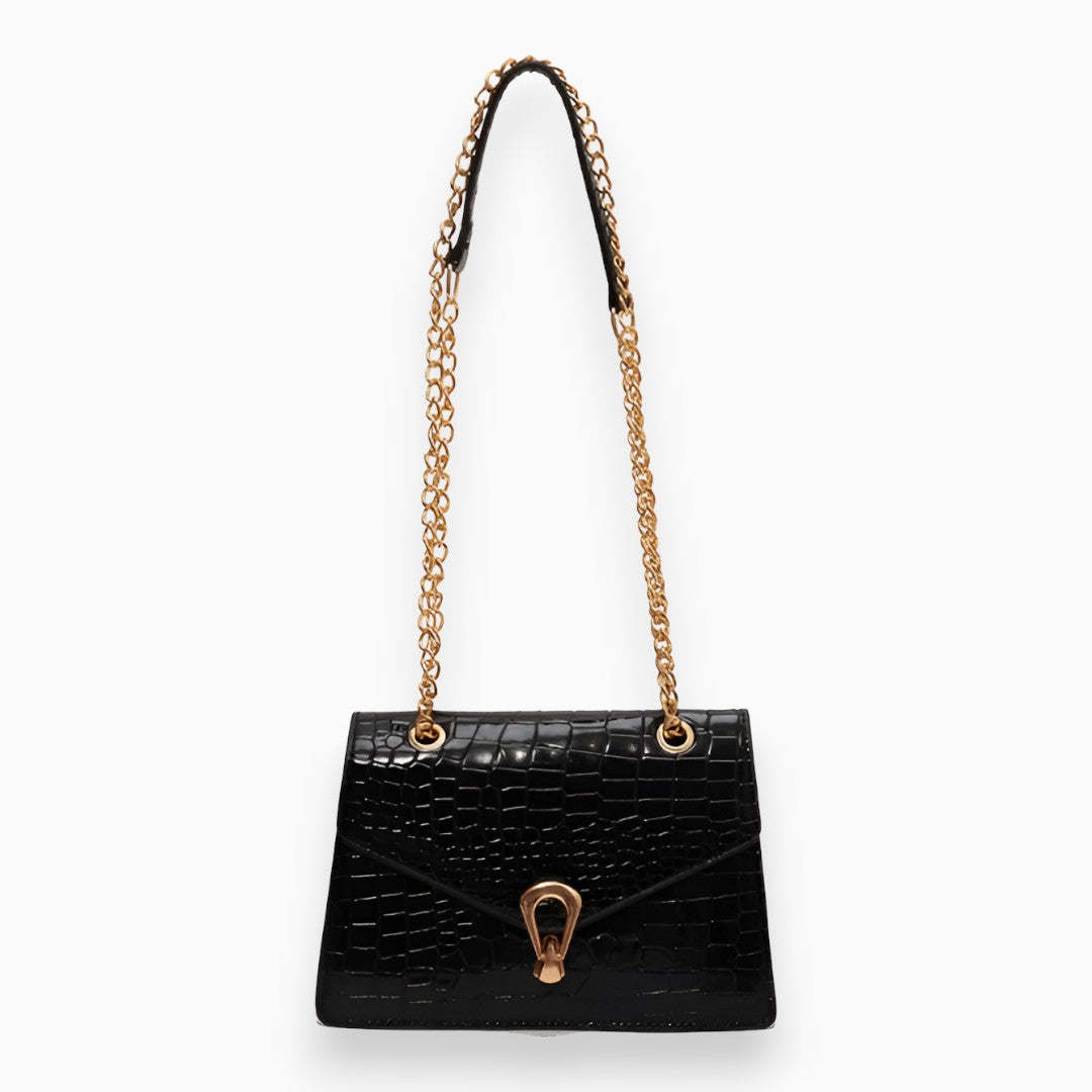 bags : Mini Crossbody Tas Dames Zwart - Elegante Klepsluiting - PU-Leer in Zwart van Pantino