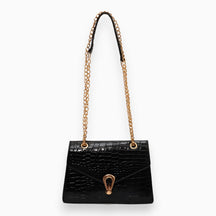 bags : Mini Crossbody Tas Dames Zwart - Elegante Klepsluiting - PU-Leer in Zwart van Pantino