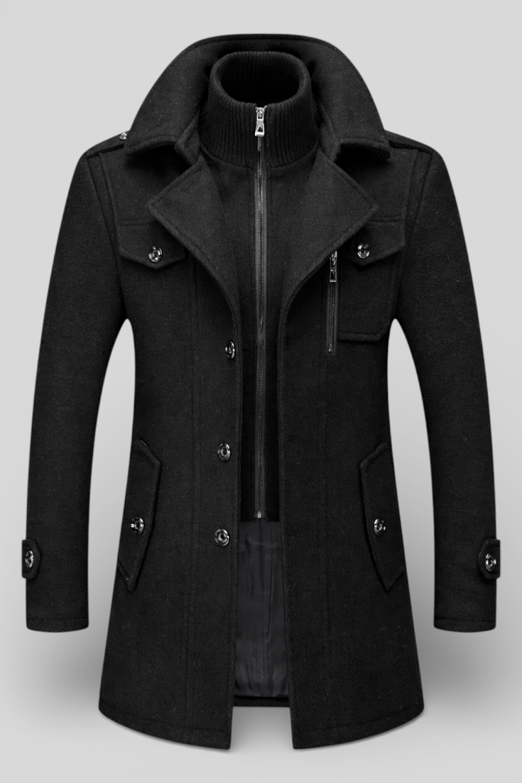 Winter Coat : Winterjas Heren Marineblauw in Zwart (5 stuks nog) van Pantino