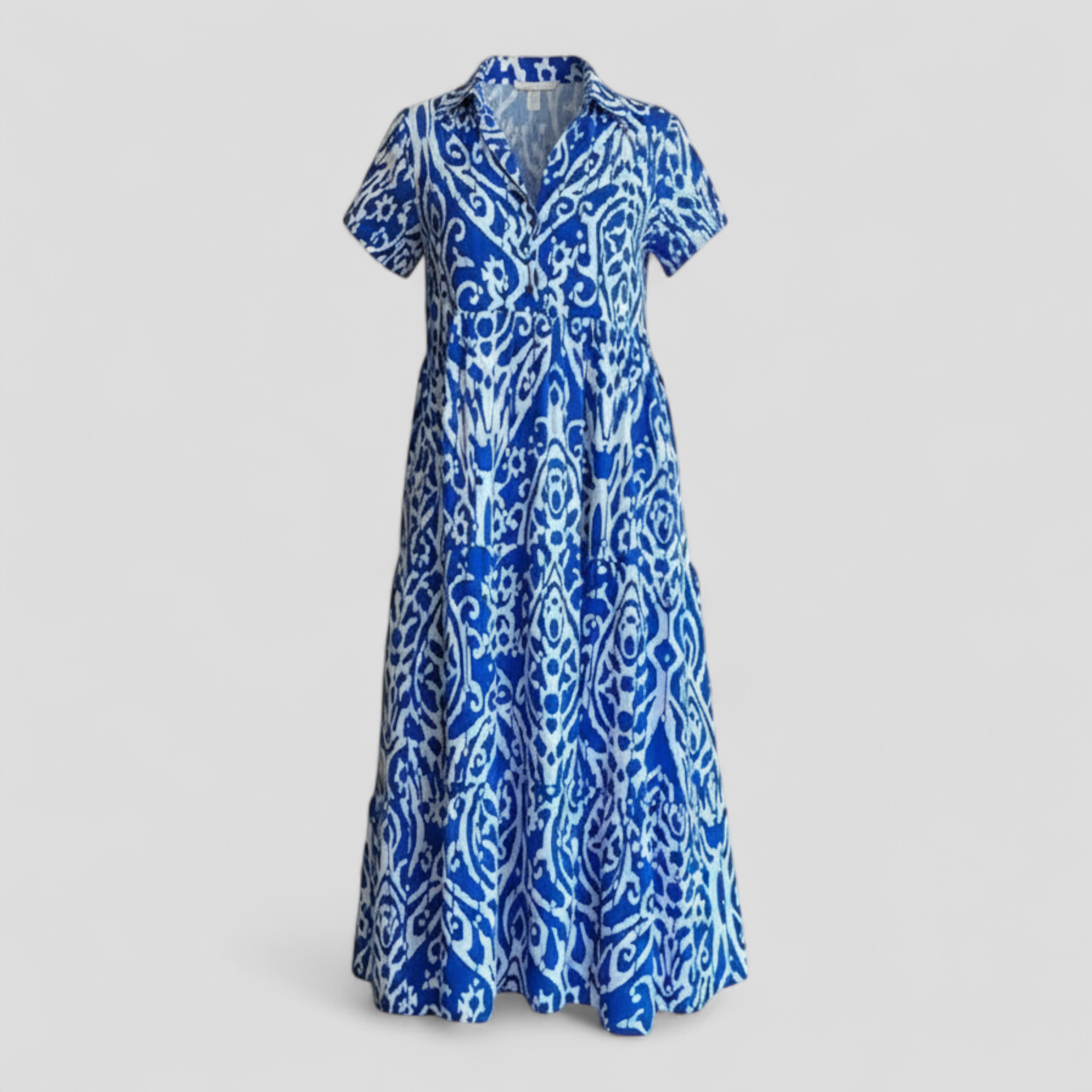 Dress : Maxi Jurk Dames Paars - Lange met Zakken in Blauw van Pantino