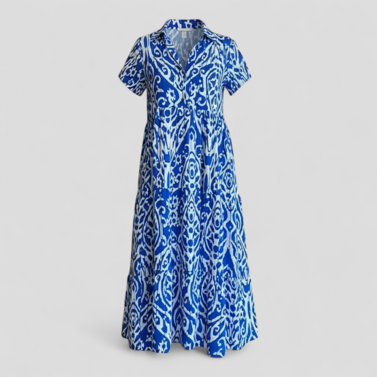 Dress : Maxi Jurk Dames Paars - Lange met Zakken in Blauw van Pantino