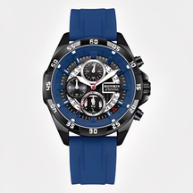 Watches : Horloge Zwart Zilver - Tactisch en Robuust - Waterdicht Sporthorloge voor Elke Avonturier in Blauw van Pantino