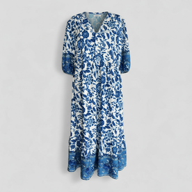 women's dress : Zomerjurk Dames Blauw - Elegante met Bloemenprint in Blauw van Pantinoshop