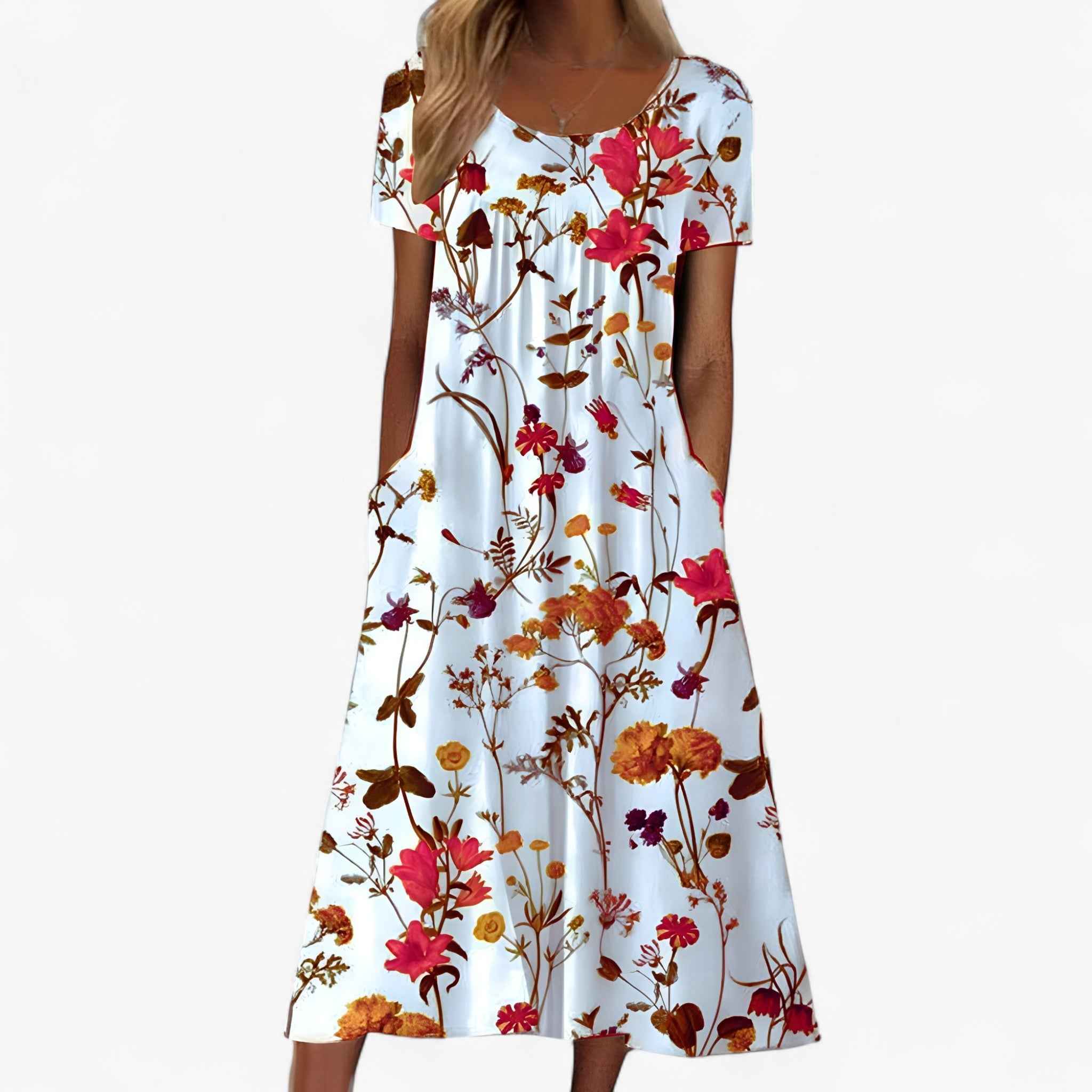 Dresses : Dames Boho Gebloemde Lange Jurk met Geïntegreerde Strandbedekking voor Strand en Zee in Bianco van Pantinoshop