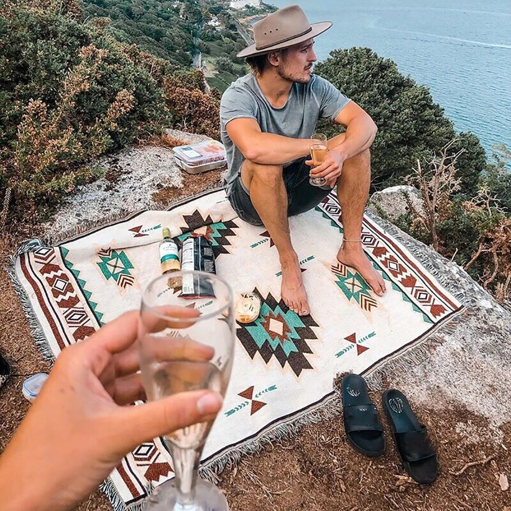 outdoor equipment : Boho Picnic Blanket - Trendy Bohemian Deken voor Je Buitenactiviteiten in van Pantino