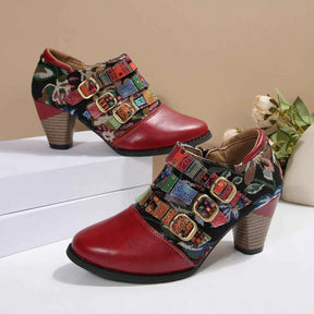 Bottes pour femmes : Laarzen Dames Boho Korte Leder – Premium Kwaliteit in Ty-Bxmy2-Rouge van Pantino