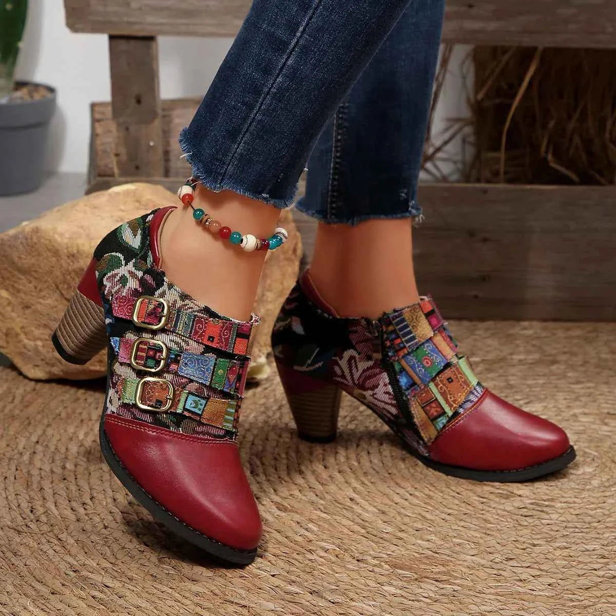 Bottes pour femmes : Laarzen Dames Boho Korte Leder – Premium Kwaliteit in van Pantino