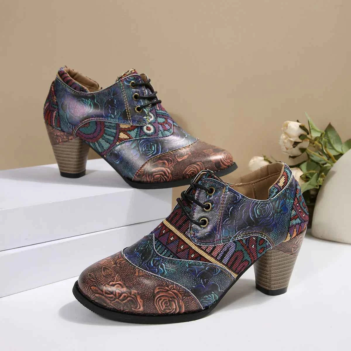 Bottes pour femmes : Laarzen Dames Boho Korte Leder – Premium Kwaliteit in Ty-Bxmy2-Marron van Pantino