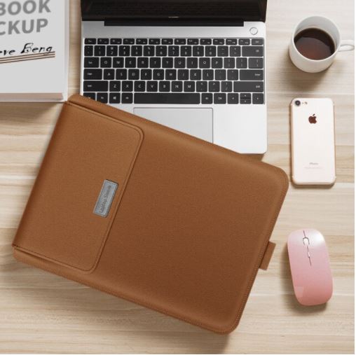 Laptop Sleeve : Laptop Sleeve Stand - Zwart in Bruin van Pantino