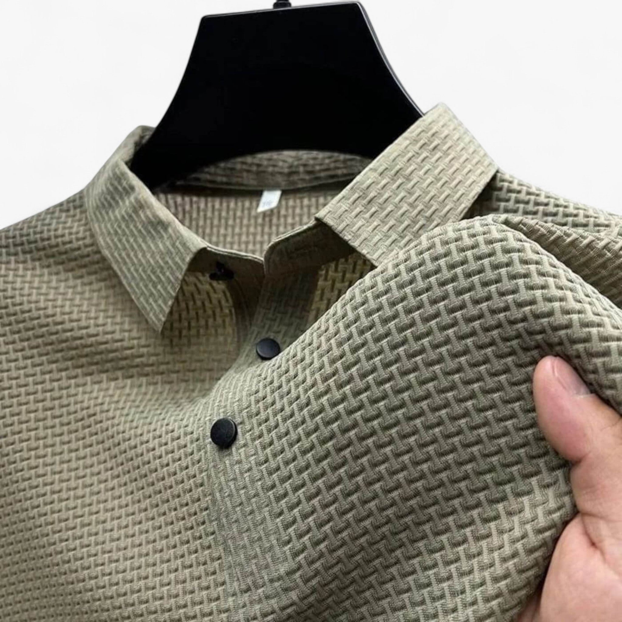 Men's Top Clothes : Polo Heren Ademend van Zacht Katoen met Korte Mouwen voor de Zomer in Khaki van Pantinoshop