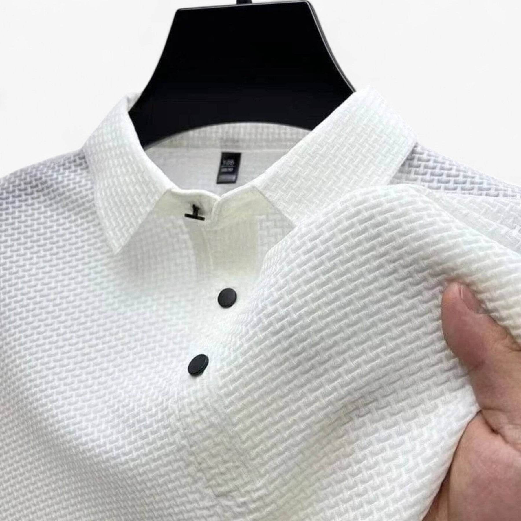 Men's Top Clothes : Polo Heren Ademend van Zacht Katoen met Korte Mouwen voor de Zomer in Bianco van Pantinoshop