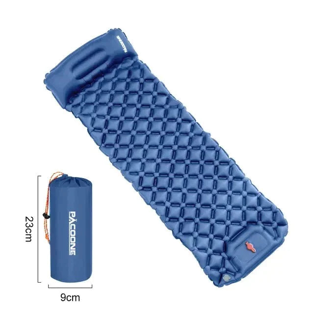 outdoor equipment : Ultralicht Kampeerluchtmatras met Ingebouwde Opblaaspomp - Comfort Ontmoet Gemak - Donkerblauw in Blauw van Pantino