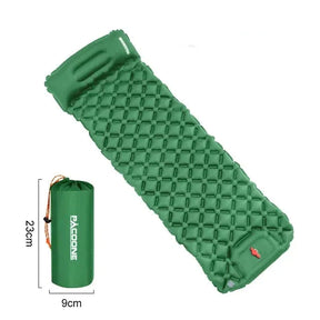 outdoor equipment : Ultralicht Kampeerluchtmatras met Ingebouwde Opblaaspomp - Comfort Ontmoet Gemak - Donkerblauw in Groen van Pantino