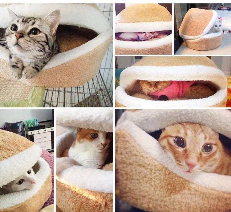 pets : Burger-Vormig Gezellig Bed met Windbescherming - Geel in van Pantino