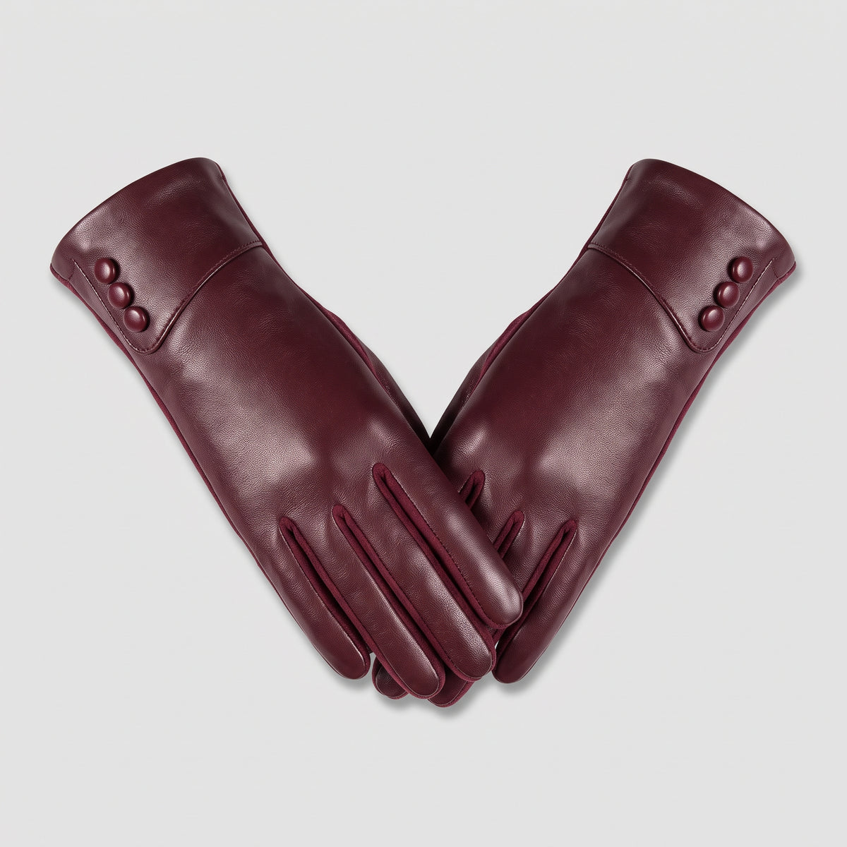 Gloves : Handschoenen Rood - Luxe Leren voor Koude Dagen in Bourgondië van Pantinoshop