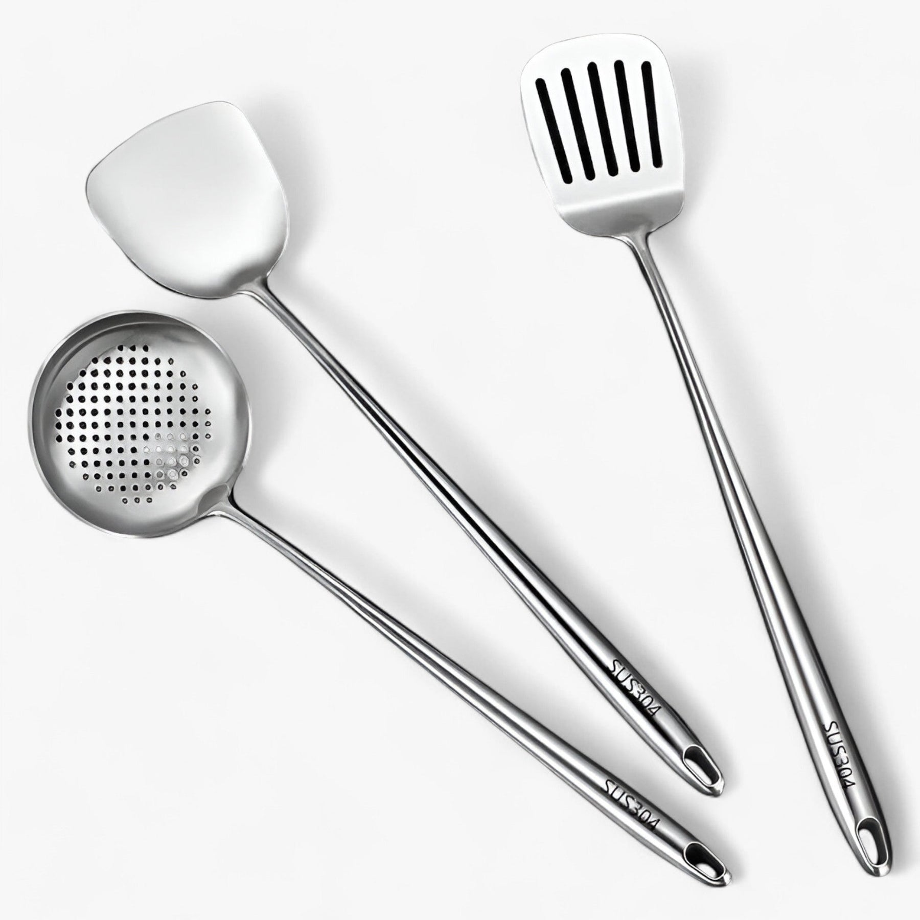 Kitchen Utensils : Roestvrijstalen Keukenapparatuur Set - Duurzaam & Veelzijdig Kookgerei voor Elke Kok in Lepel + Lepel met klap + schoenmakerslepel van Pantino