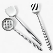 Kitchen Utensils : Roestvrijstalen Keukenapparatuur Set - Duurzaam & Veelzijdig Kookgerei voor Elke Kok in Lepel + Lepel met klap + schoenmakerslepel van Pantino