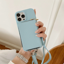 Phone Case : Crossbody Case Dames - Oranje in Lichtblauw van Pantino