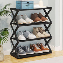 home & garden : Minimalistisch Schoenenrek - Ruimtebesparend Compact Design - Bamboe in Zwart van Pantino