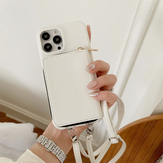 Phone Case : Crossbody Case Dames - Oranje in Wit van Pantino