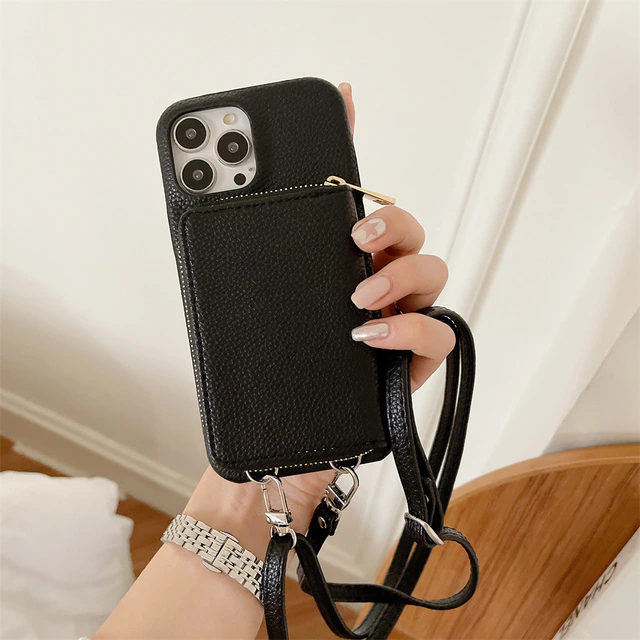 Phone Case : Crossbody Case Dames - Oranje in Zwart van Pantino