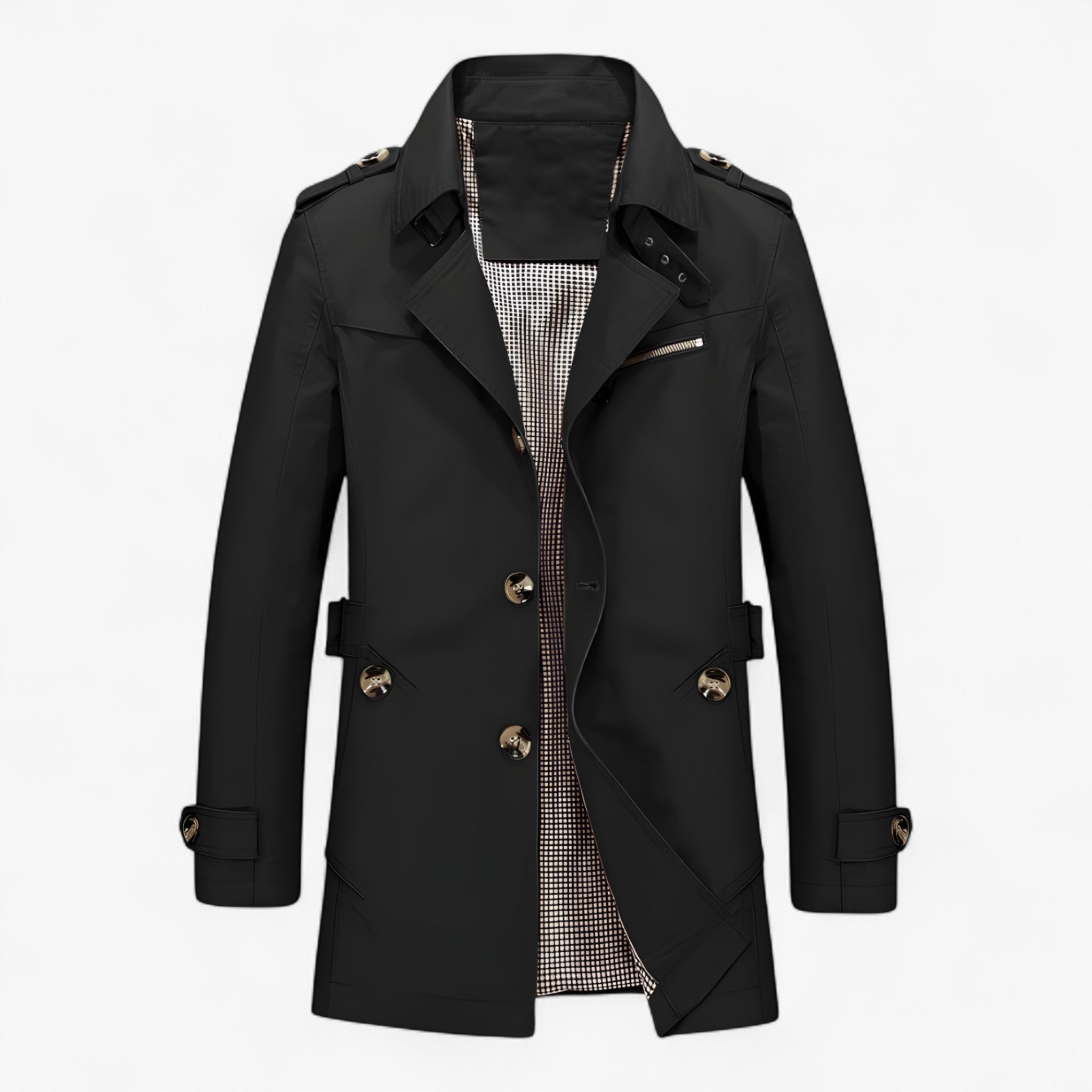 Jacket : Katoenen Jas Heren - Ontspannen Stijl en Comfort de Hele Dag door Zwart in Zwart van Pantino