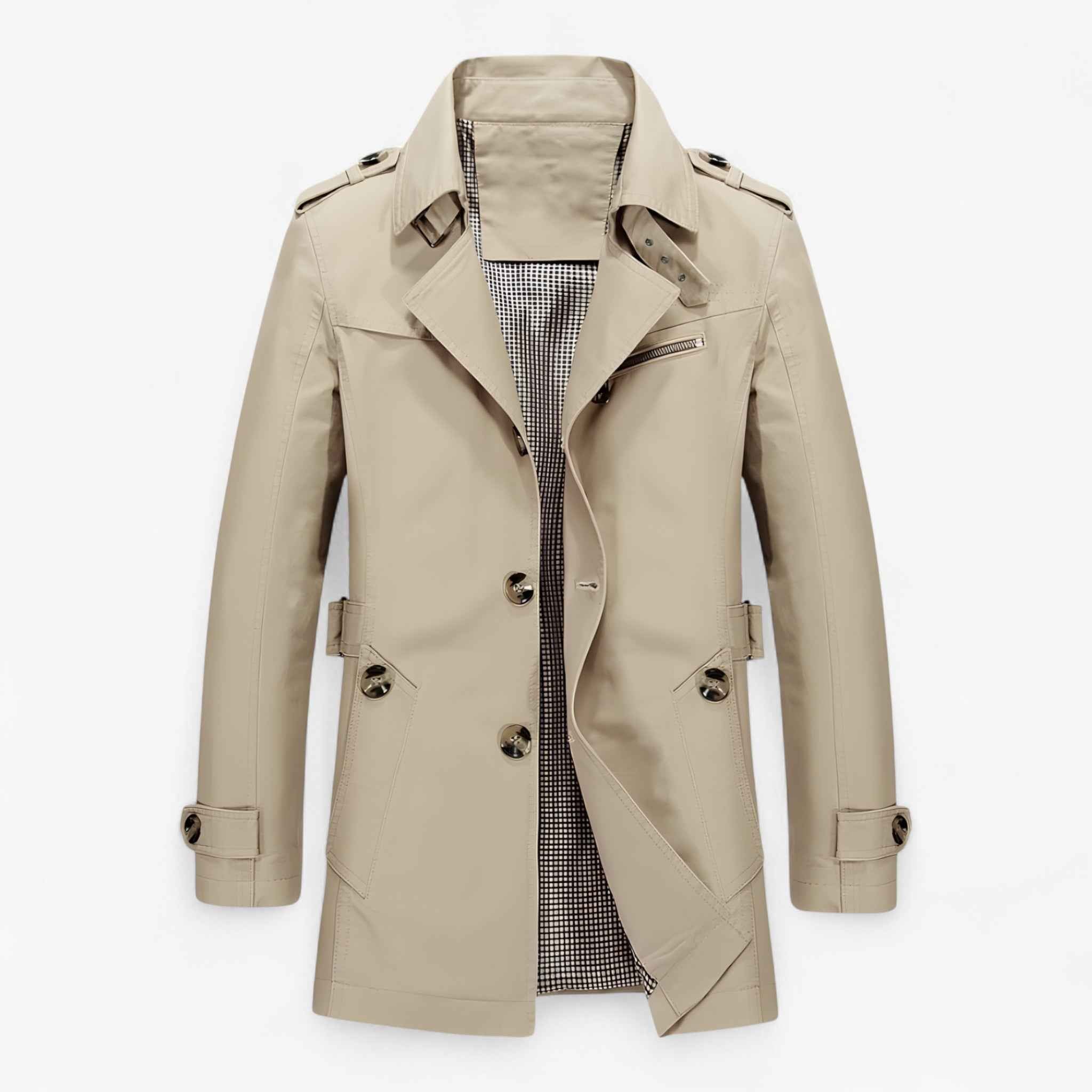 Men's Coats & Jackets : Elegante Herenjas van Katoen en Leer, Warm, Diverse Kleuren en Maten in Khaki van Pantino