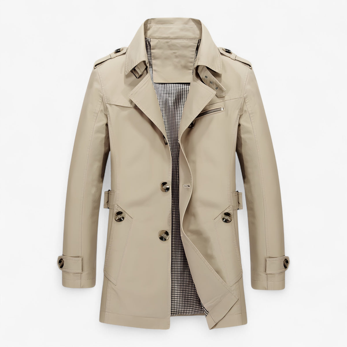 Jacket : Katoenen Jas Heren - Ontspannen Stijl en Comfort de Hele Dag door Zwart in Khaki van Pantino