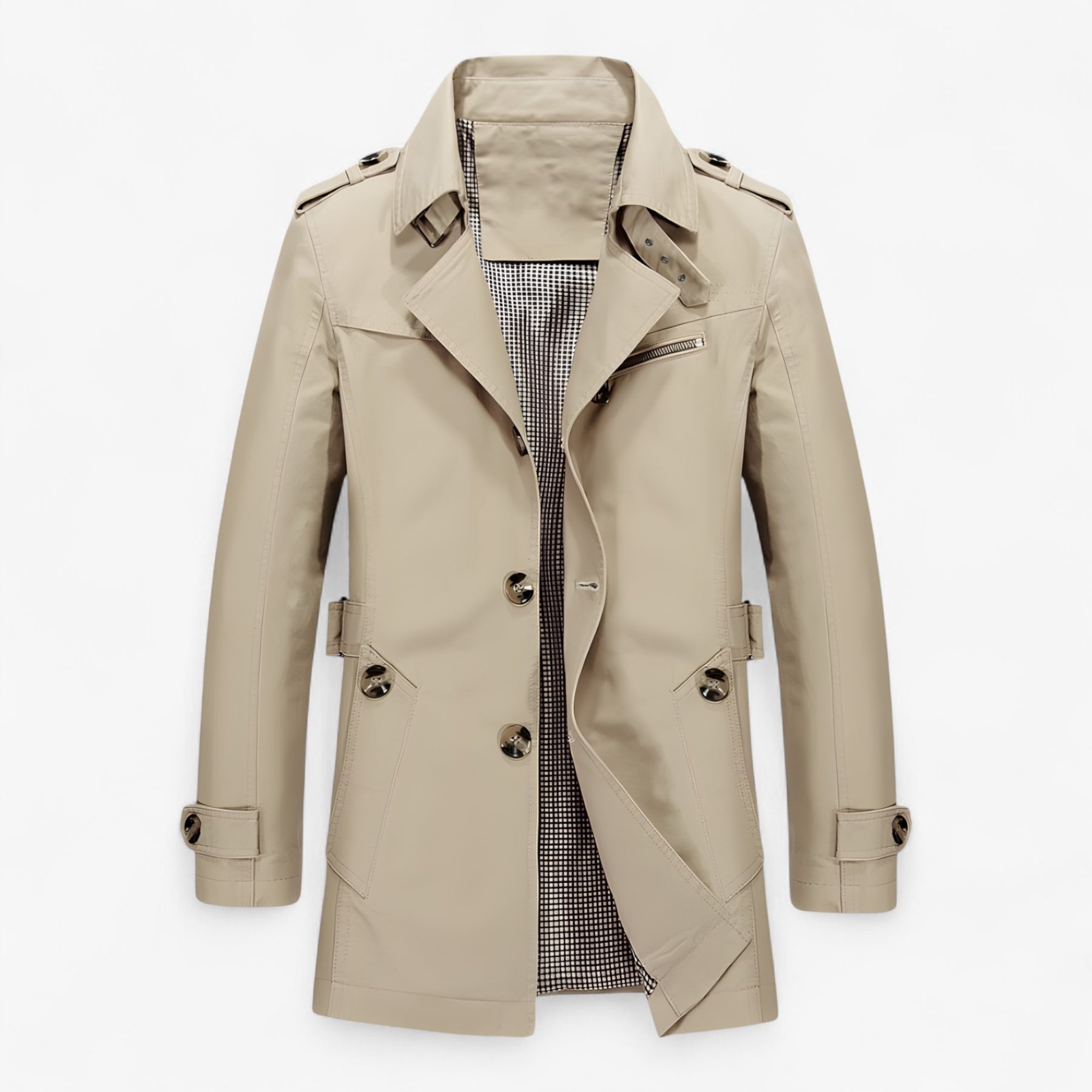 Jacket : Katoenen Jas Heren - Ontspannen Stijl en Comfort de Hele Dag door Zwart in Khaki van Pantino