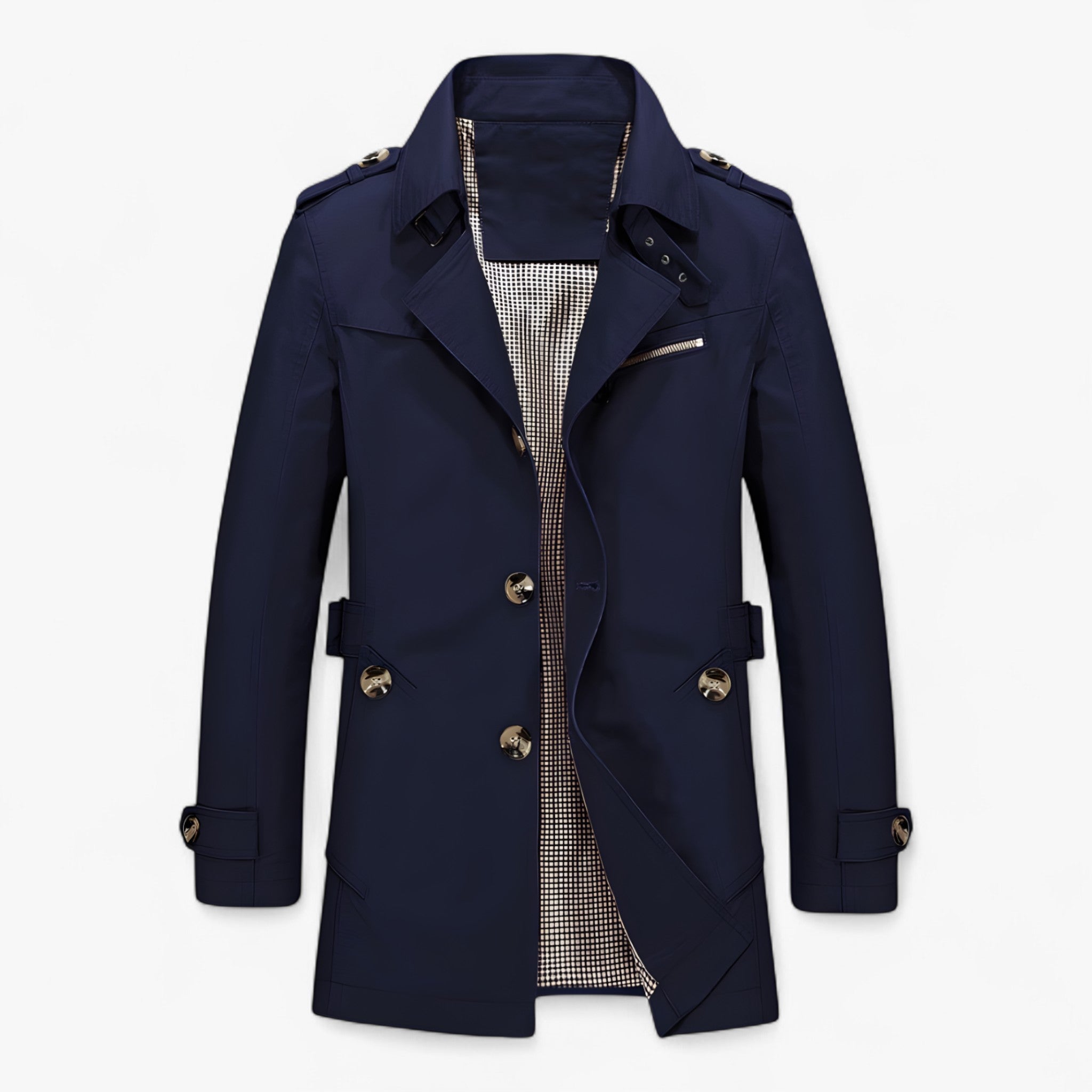Jacket : Katoenen Jas Heren - Ontspannen Stijl en Comfort de Hele Dag door Zwart in Blauw van Pantino