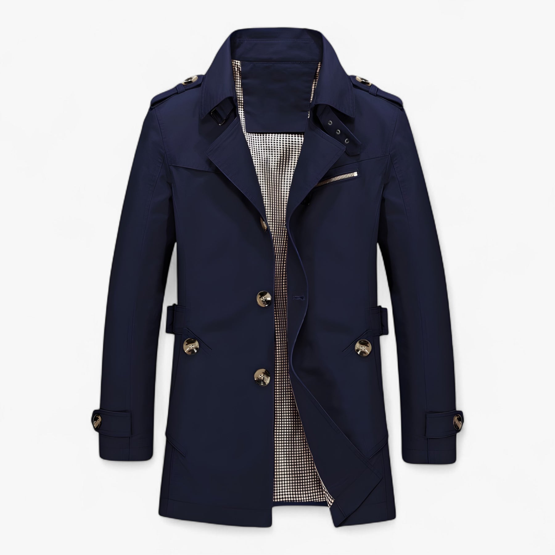 Jacket : Katoenen Jas Heren - Ontspannen Stijl en Comfort de Hele Dag door Zwart in Blauw van Pantino