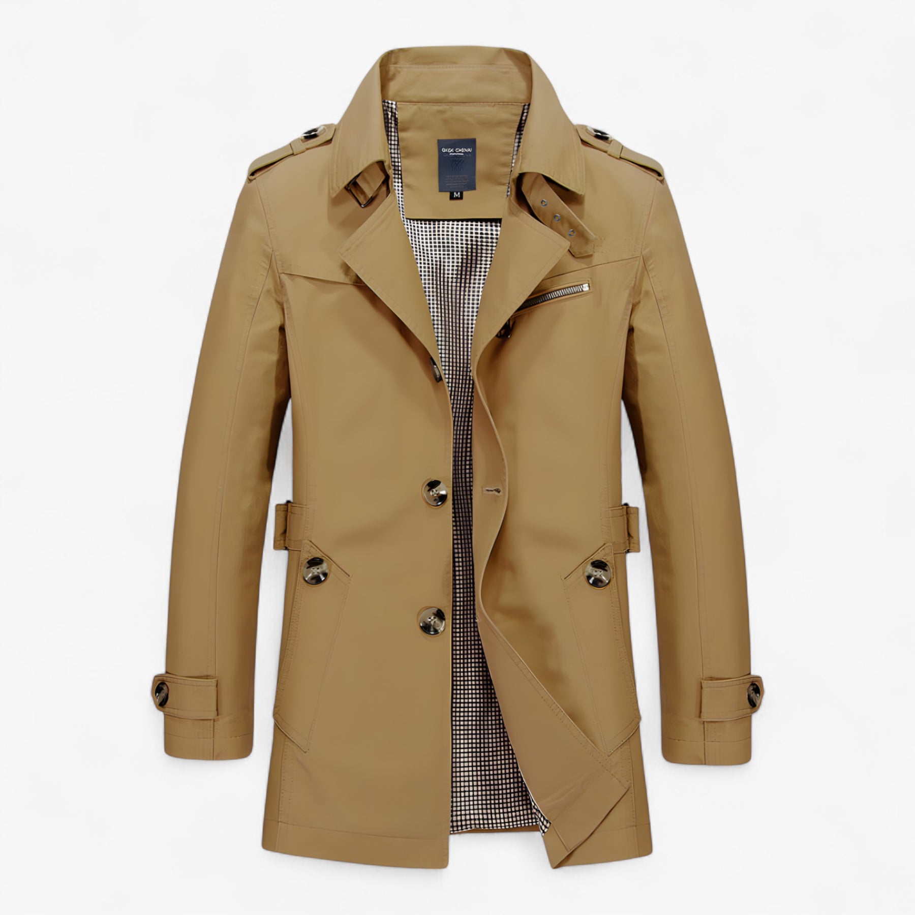 Jacket : Katoenen Jas Heren - Ontspannen Stijl en Comfort de Hele Dag door Zwart in Donker khaki van Pantino