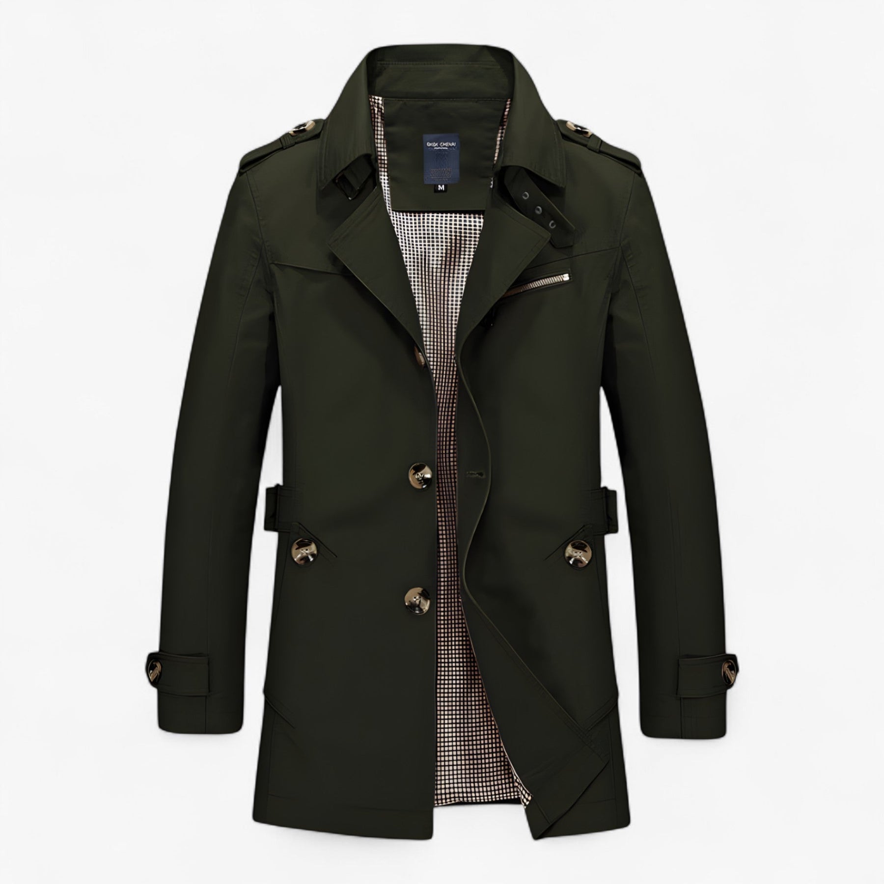 Men's Coats & Jackets : Elegante Herenjas van Katoen en Leer, Warm, Diverse Kleuren en Maten in Militair groen van Pantino