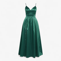 Dress : Jurk Dames Rood - V-halsjurk Satijn in Intense Aqua Green van Pantino