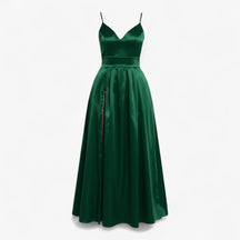Dress : Jurk Dames Rood - V-halsjurk Satijn in Groen van Pantino