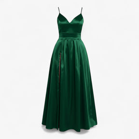 Dress : Jurk Dames Rood - V-halsjurk Satijn in Groen van Pantino