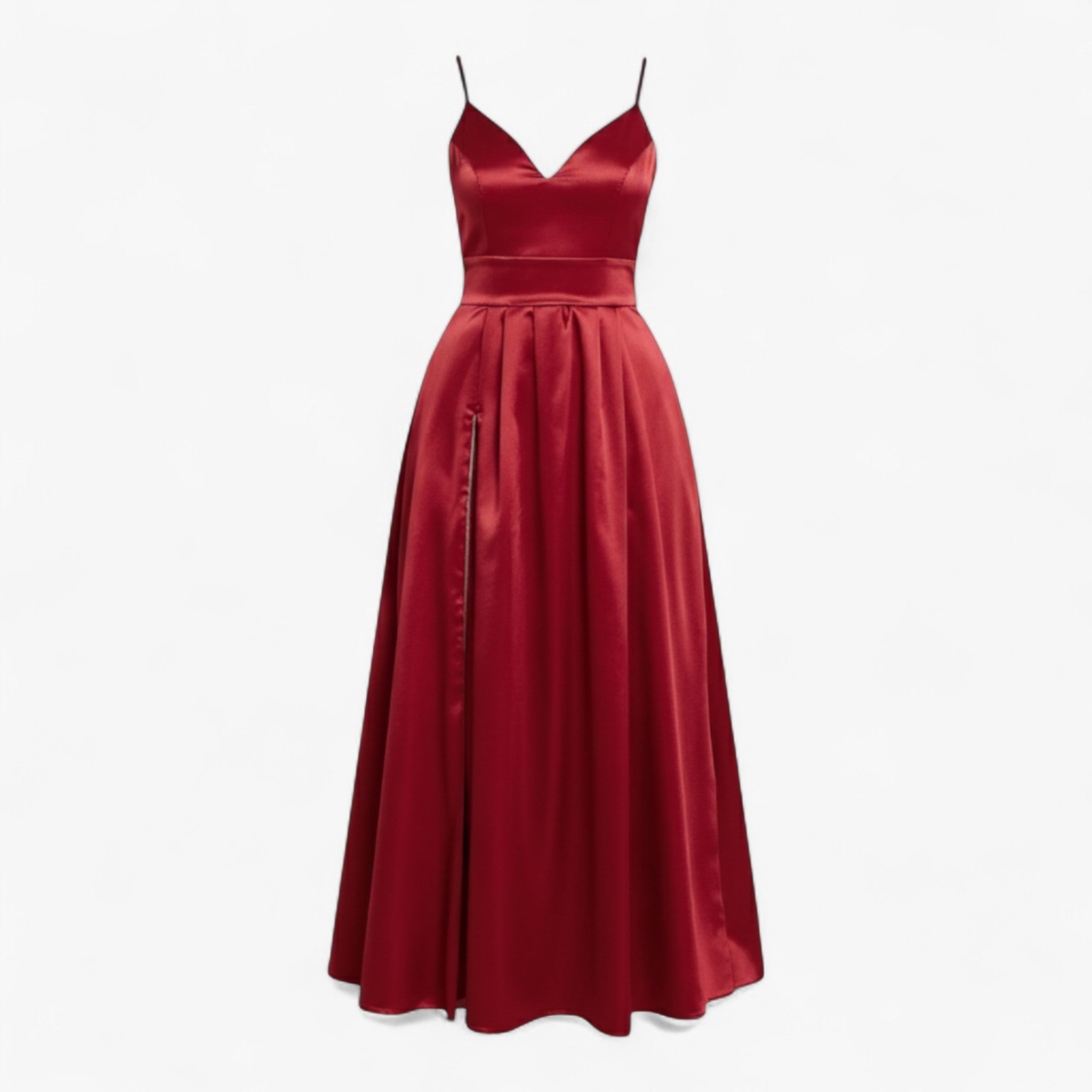 Dress : Jurk Dames Rood - V-halsjurk Satijn in Rood van Pantino