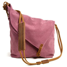 bags : Stijlvolle Canvas Schoudertas Dames - Leren Riemen Casual - Canvas in Rot van Pantino
