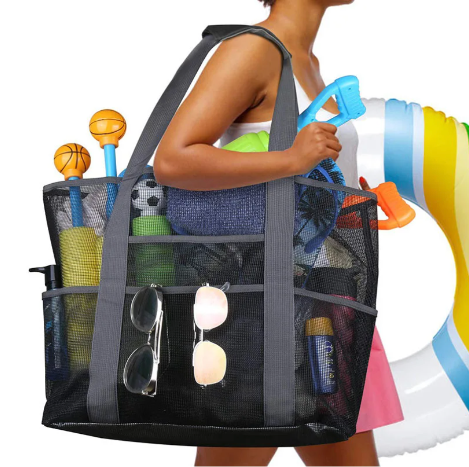 bags : Strandtas Zwart 8 Zakken - Handdoeken en Speelgoed Opslag - Nylon in Zwart van Pantino