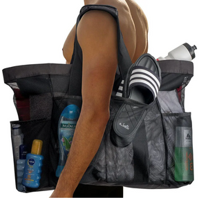 bags : Strandtas Zwart 8 Zakken - Handdoeken en Speelgoed Opslag - Nylon in van Pantino