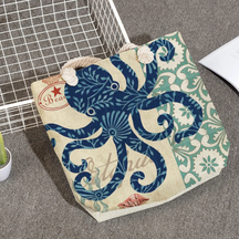 bags : Linnen Strandtas Dames - Schoudertas Dik Touw - Linnen in Octopus van Pantino