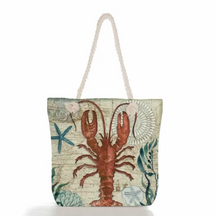 bags : Linnen Strandtas Dames - Schoudertas Dik Touw - Linnen in Kreeft van Pantino