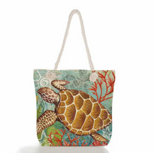 bags : Linnen Strandtas Dames - Schoudertas Dik Touw - Linnen in Schildpad van Pantino