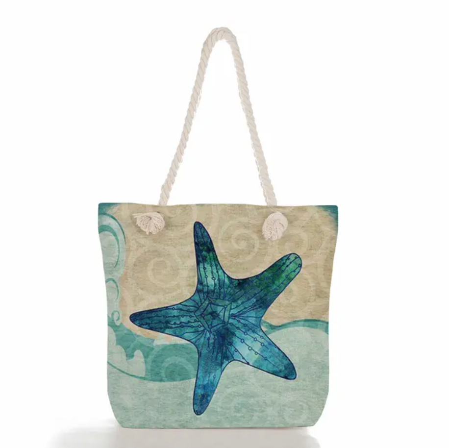 bags : Linnen Strandtas Dames - Schoudertas Dik Touw - Linnen in Zeester van Pantino
