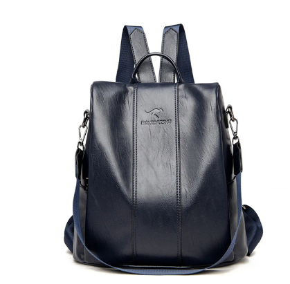 bags : Rugzak Dames Zwart - Elegante Leren voor met Anti-Diefstal Functies in Marineblauw van Pantino