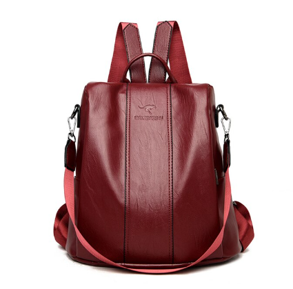 bags : Rugzak Dames Zwart - Elegante Leren voor met Anti-Diefstal Functies in Rood van Pantino