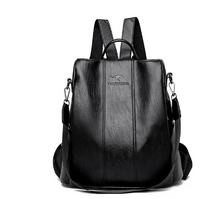 bags : Rugzak Dames Zwart - Elegante Leren voor met Anti-Diefstal Functies in Zwart van Pantino