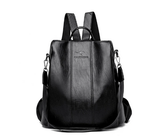 bags : Rugzak Dames Zwart - Elegante Leren voor met Anti-Diefstal Functies in Zwart van Pantino