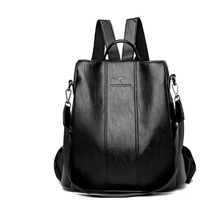 bags : Rugzak Dames Zwart - Elegante Leren voor met Anti-Diefstal Functies in Zwart van Pantino