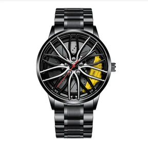 watches : Heren Horloge SportMan - Automatisch Uurwerk - Zwart Edelstaal in Grøn Gul van Pantino